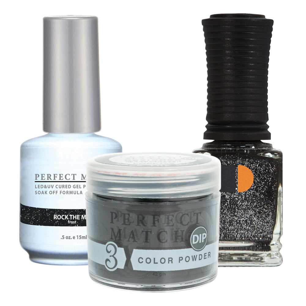 Perfect Match 3in1 Dipping Powder + Gel Polish + Nail Lacquer, PMDP158, Rock The Mic KK1024