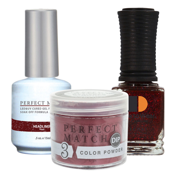 Perfect Match 3in1 Dipping Powder + Gel Polish + Nail Lacquer, PMDP160, Headliner KK1024