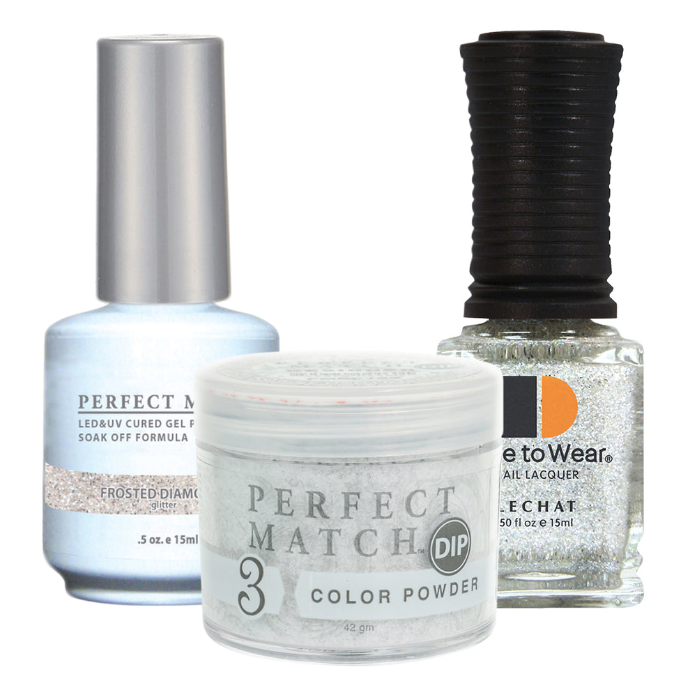 Perfect Match 3in1 Dipping Powder + Gel Polish + Nail Lacquer, PMDP163, Frosted Diamonds KK1024