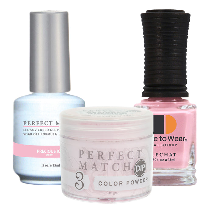 Perfect Match 3in1 Dipping Powder + Gel Polish + Nail Lacquer, PMDP168, Precious Ice KK1024