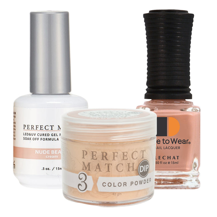 Perfect Match 3in1 Dipping Powder + Gel Polish + Nail Lacquer, PMDP177, Nude Beach KK1024
