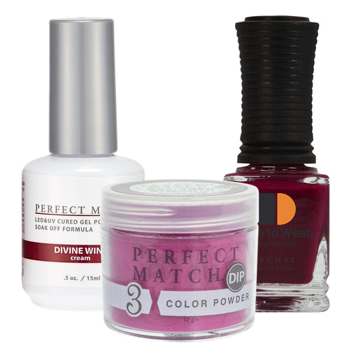 Perfect Match 3in1 Dipping Powder + Gel Polish + Nail Lacquer, PMDP185, Divine Wine KK1024
