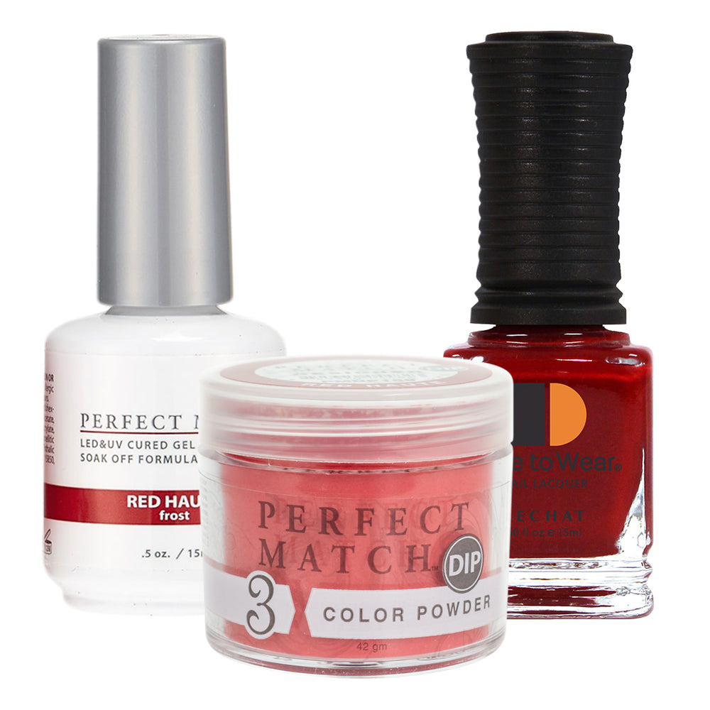 Perfect Match 3in1 Dipping Powder + Gel Polish + Nail Lacquer, PMDP189, Red Haute KK1024