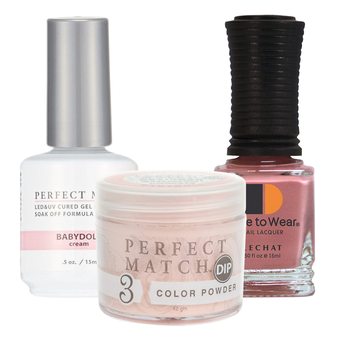 Perfect Match 3in1 Dipping Powder + Gel Polish + Nail Lacquer, PMDP213, Babydoll KK1024