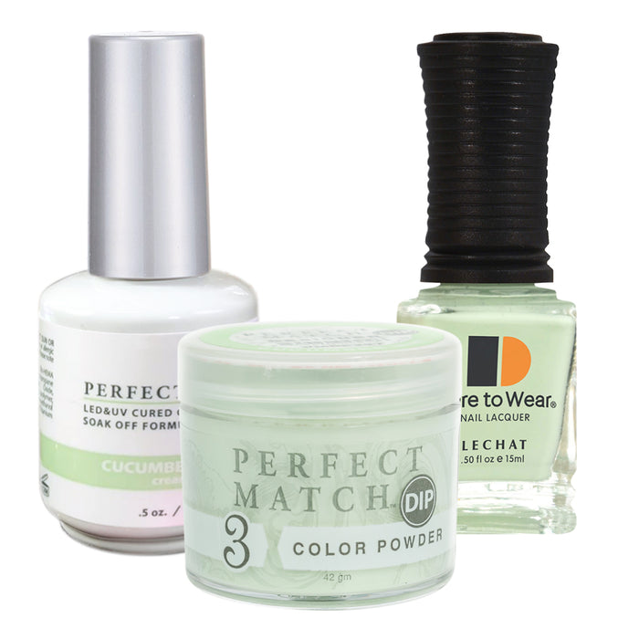 Perfect Match 3in1 Dipping Powder + Gel Polish + Nail Lacquer, PMDP227, Cucumber Mint KK1024