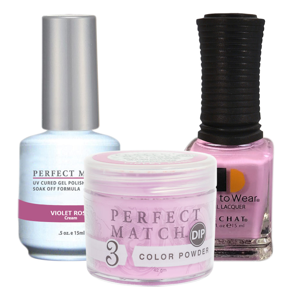 Perfect Match 3in1 Dipping Powder + Gel Polish + Nail Lacquer, PMDP228, Violet Rose KK1024