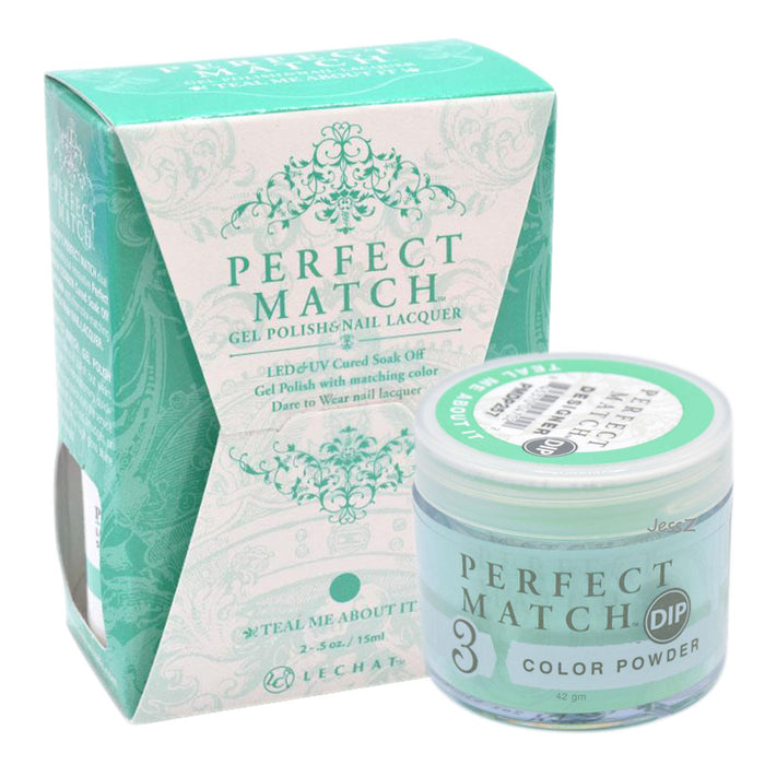 Perfect Match 3in1 Dipping Powder + Gel Polish + Nail Lacquer, PMDP257, Colorful Moments Collection, Teal Me About It OK0620VD