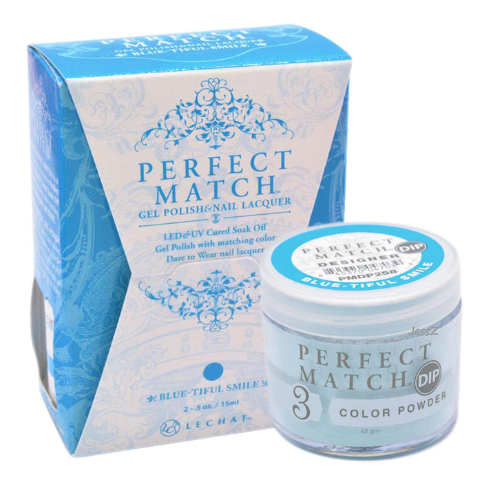 Perfect Match 3in1 Dipping Powder + Gel Polish + Nail Lacquer, PMDP258, Colorful Moments Collection, Blue-Tiful Smile OK0620VD