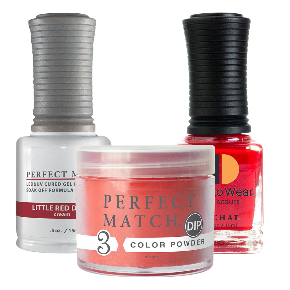 Perfect Match 3in1 Dipping Powder + Gel Polish + Nail Lacquer, PMDP263, Little Red Dress OK1203VD