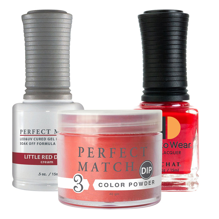 Perfect Match 3in1 Dipping Powder + Gel Polish + Nail Lacquer, PMDP263, Little Red Dress OK1203VD