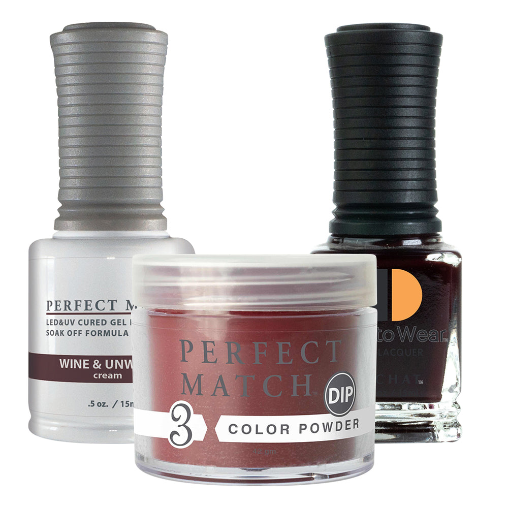 Perfect Match 3in1 Dipping Powder + Gel Polish + Nail Lacquer, PMDP264, Wine And Unwind OK1203VD