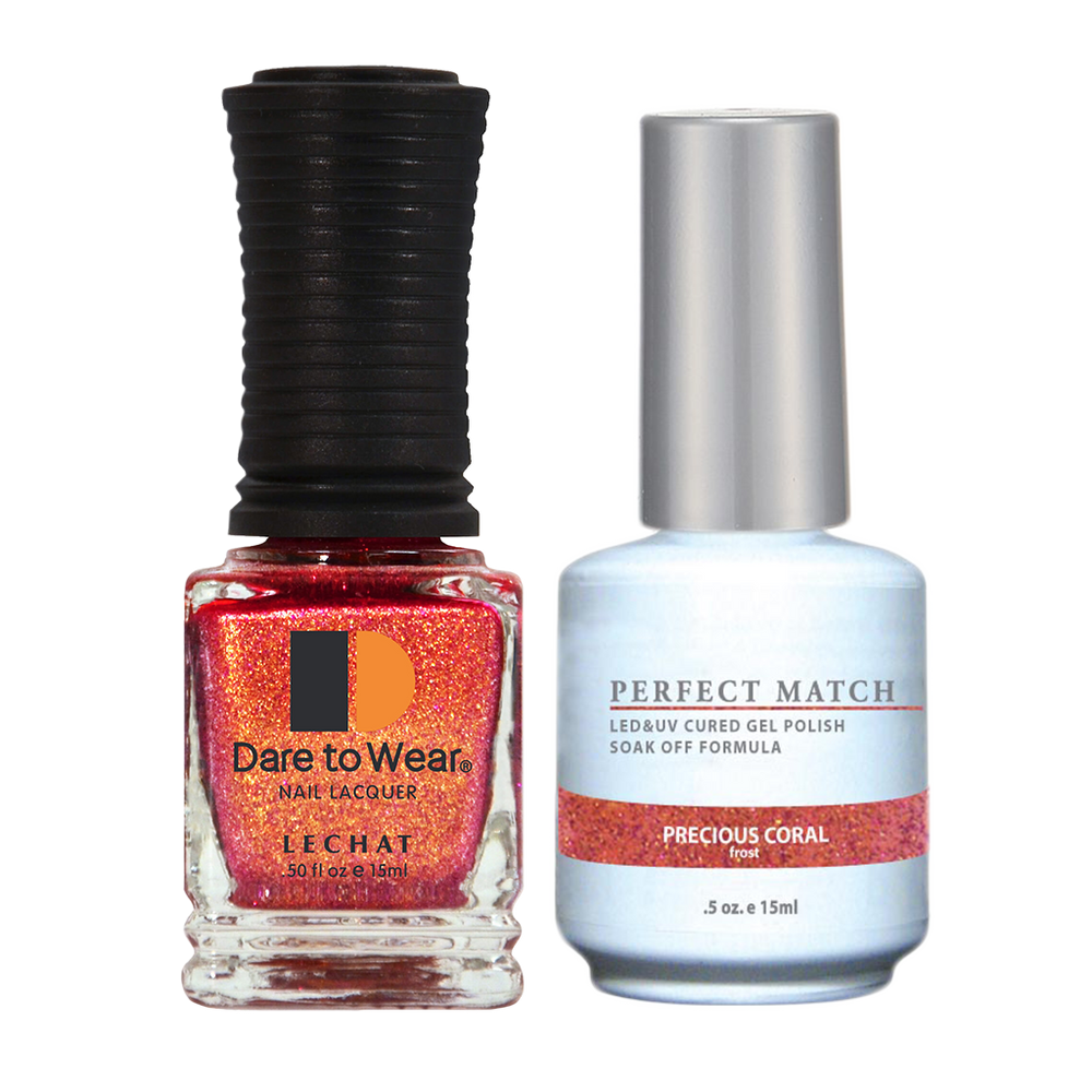 LeChat Perfect Match Nail Lacquer And Gel Polish, PMS124, Precious Coral, 0.5oz BB KK0823