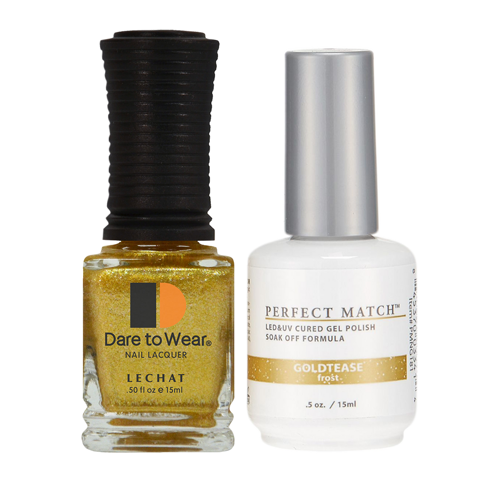 LeChat Perfect Match Nail Lacquer And Gel Polish, PMS181, Goldtease, 0.5oz BB KK0823