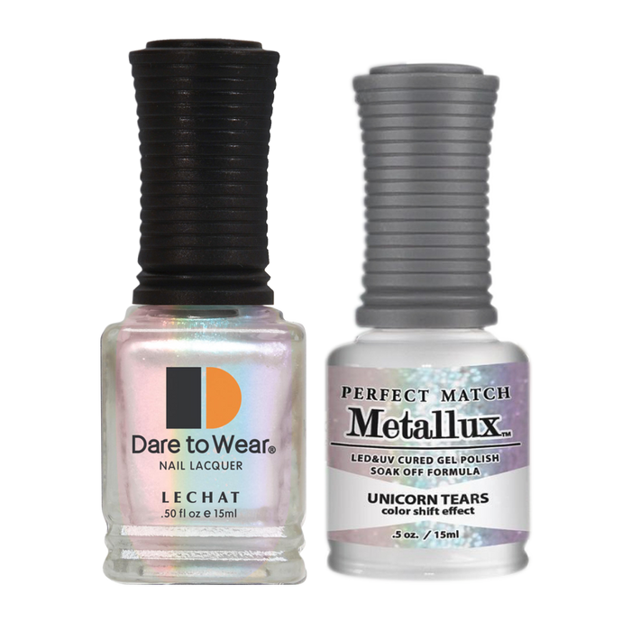 LeChat Perfect Match Nail Lacquer And Gel Polish, METALLUX Collection, MLMS07, Unicorn-Tears, 0.5oz KK1030