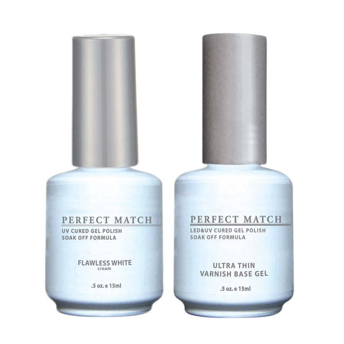 LeChat Perfect Match, Flawless White & Ultra Thin Varnish Base Gel, 0.5oz, Limited