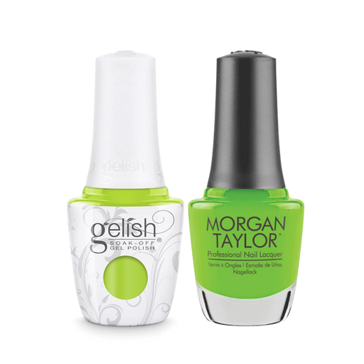 Gelish Gel Polish & Morgan Taylor Nail Lacquer, 1110303, Make A Splash Summer 2018 Collection, Limonade In The Shade – Green Neon Creme, 0.5oz KK
