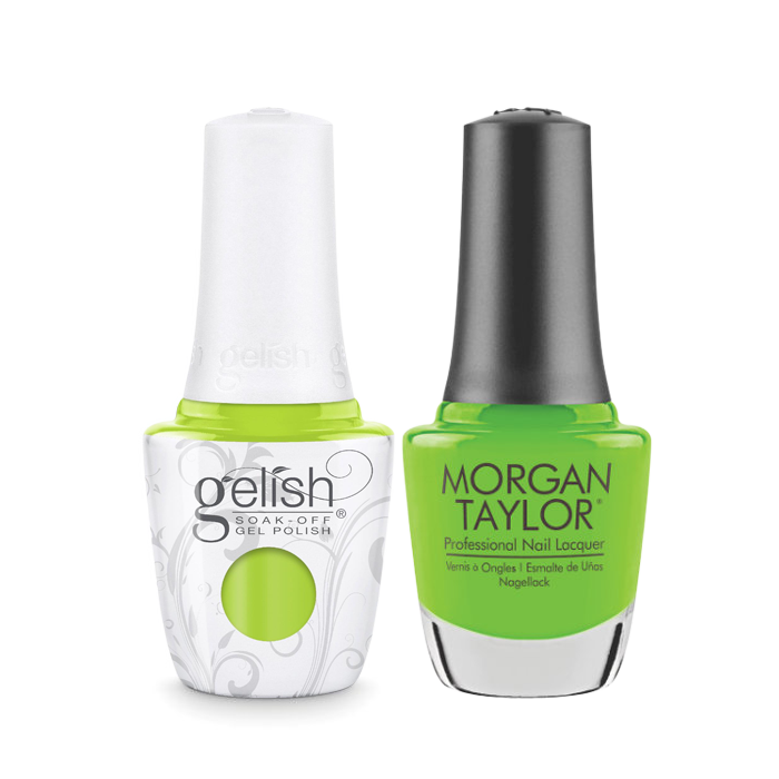 Gelish Gel Polish & Morgan Taylor Nail Lacquer, 1110303, Make A Splash Summer 2018 Collection, Limonade In The Shade – Green Neon Creme, 0.5oz KK