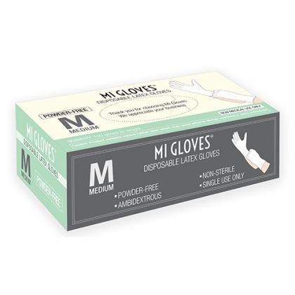 Mi Latex Gloves, Powder-Free, 18808, Size M KK BB