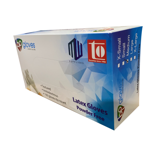 BP Latex Gloves, Powder-Free, size M (Pk: 100 pcs/box)