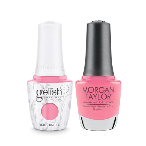 Gelish Gel Polish & Morgan Taylor Nail Lacquer 1, 1110916 + 3110916, Make You Blink Pink, 0.5oz KK1011