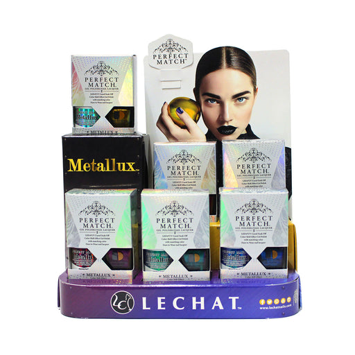 LeChat Perfect Match Nail Lacquer & Gel Polish, METALLUX Collection, Full Line Of 6 Colors (from MLMS01 to MLMS06), 0.5oz