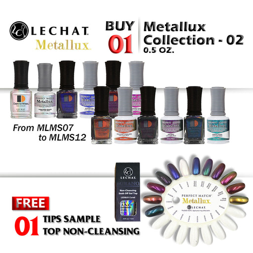 LeChat Perfect Match Nail Lacquer And Gel Polish, METALLUX Collection 2018, Full line of 6 colors (From MLMS07 to MLMS12), 0.5oz KK1030