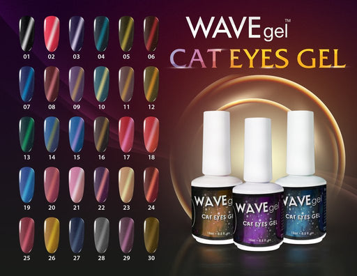 Wave Gel Cat Eye Gel Polish, Full line of 30 colors (From 01 to 30), 0.5oz OK1025LK