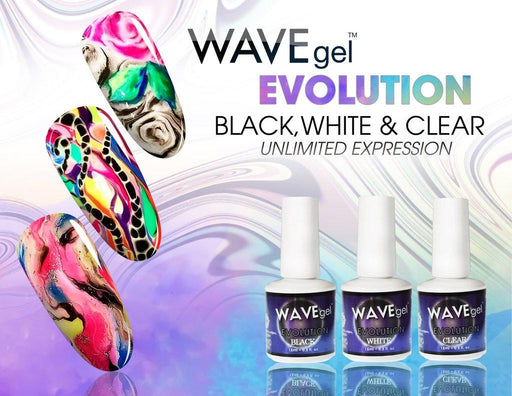 Wave Gel Evolution Gel Polish, Full Line Of 5 Colors ( White, Clear, Pink, Purple, Black), 0.5oz OK0521VD