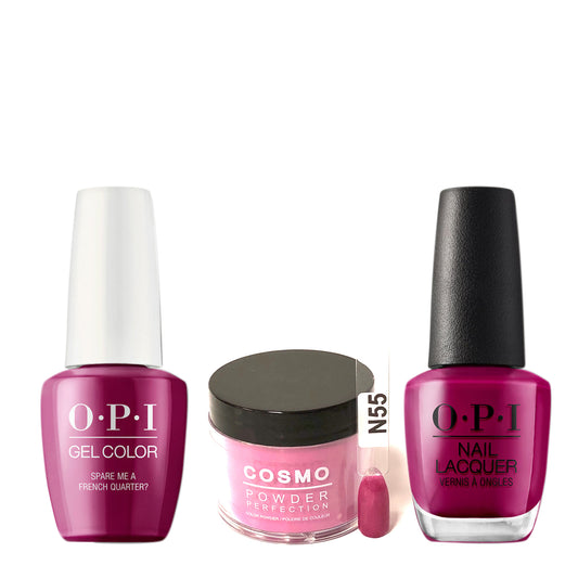 Cosmo 3in1 Dipping Powder + Gel Polish + Nail Lacquer (Matching OPI), 2oz, CN55