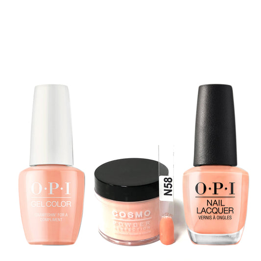 Cosmo 3in1 Dipping Powder + Gel Polish + Nail Lacquer (Matching OPI), 2oz, CN58