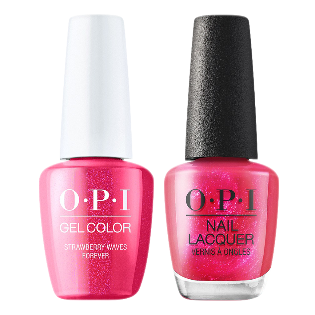 OPI Gelcolor And Nail Lacquer, Malibu - Summer Collection 2021, N84, Strawberry Waves Forever, 0.5oz