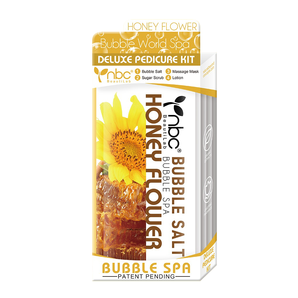 NBC BUBBLE Pedicure Kit 4 Step, HONEY FLOWER (Pk: 50 sets/case)