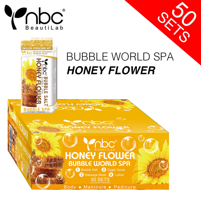 NBC BUBBLE Pedicure Kit 4 Step, CASE, HONEY FLOWER (Pk: 50 pcs/case, 108 cases/pallet)