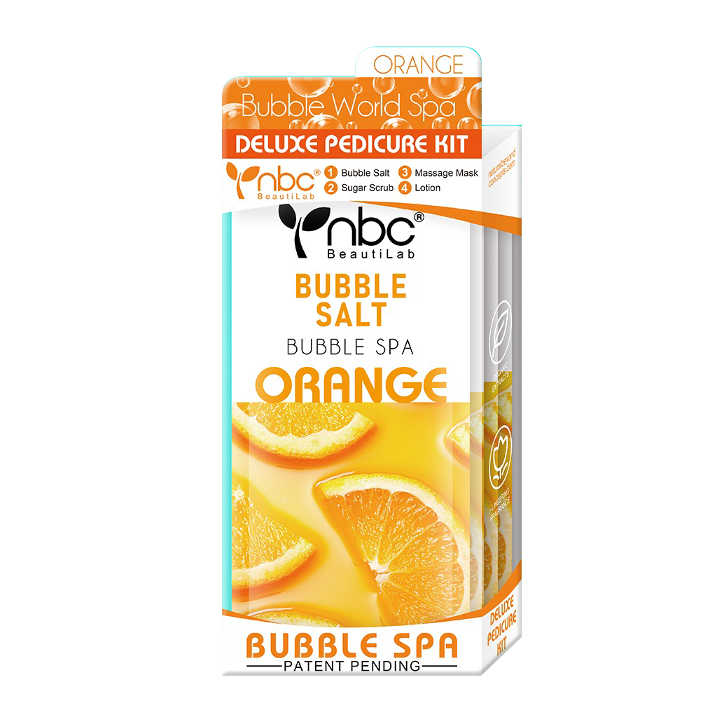 NBC BUBBLE Pedicure Kit 4 Step, ORANGE (Pk: 50 sets/case)