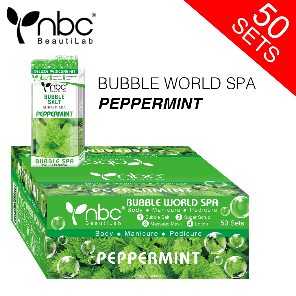 NBC BUBBLE Pedicure Kit 4 Step, CASE, PEPPERMINT (Pk: 50 sets/case)