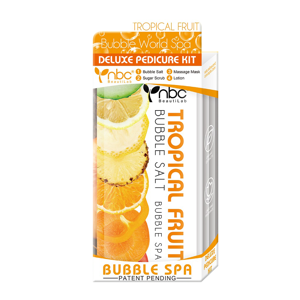 NBC BUBBLE Pedicure Kit 4 Step, TROPICAL FRUIT (Pk: 50 sets/case)