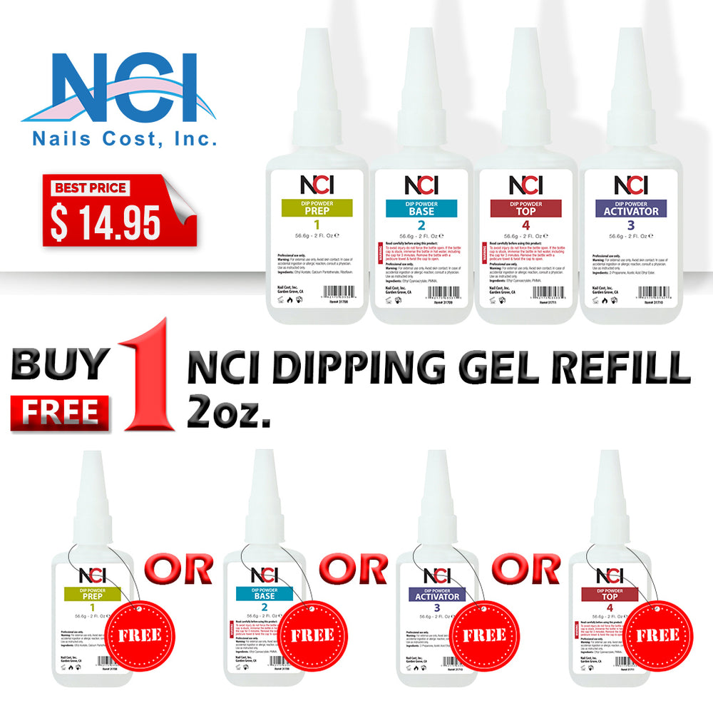NCI Dipping Gel Refill, 2oz, Buy 1 get 1 NCI Dipping Gel Refill (ANY KIND: PREP, BASE, ACTIVATOR, TOP) 2oz FREE