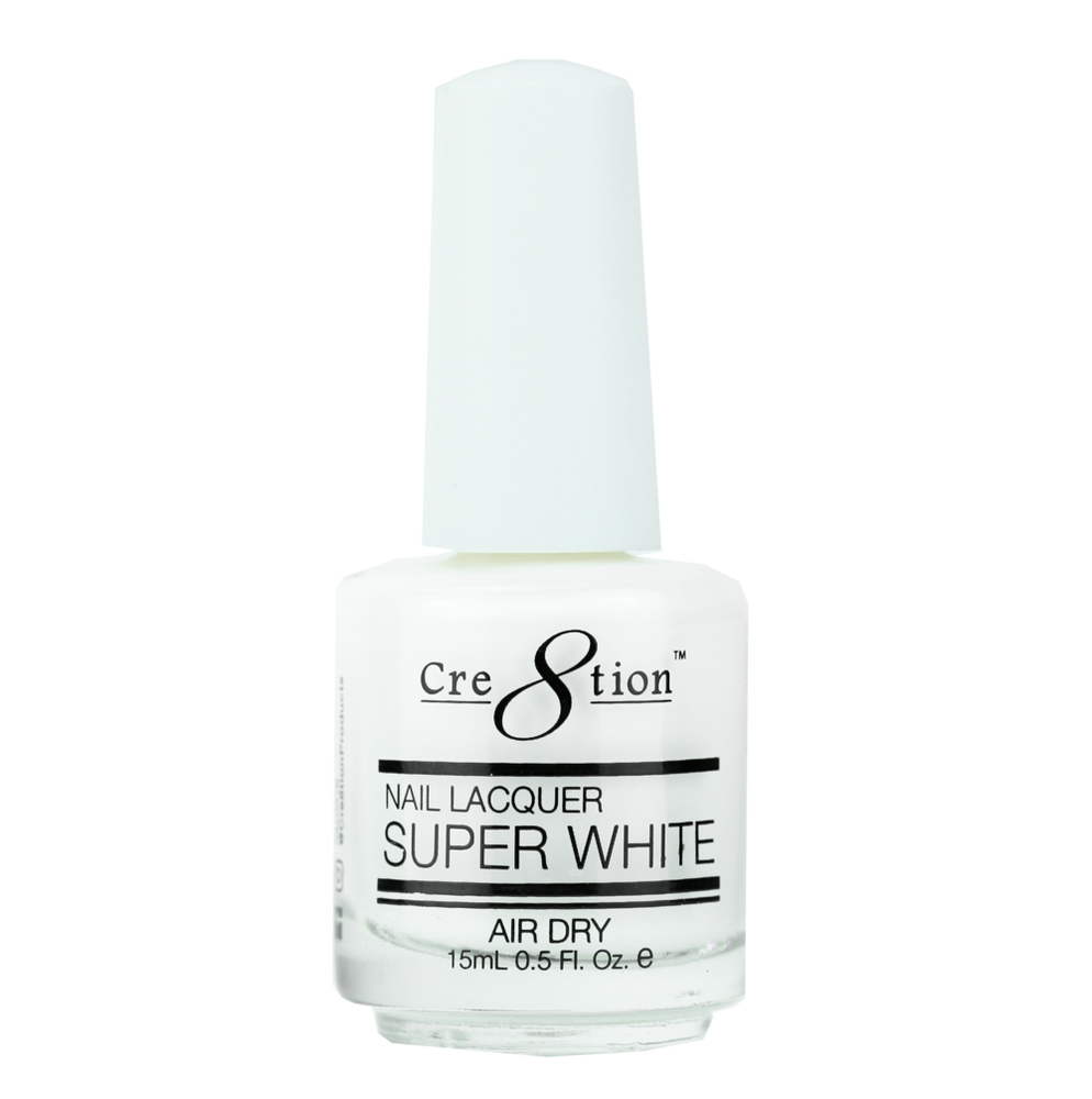 Cre8tion Nail Lacquer 0.5oz - Super White Air Dry (Pk: 288 pcs/case)