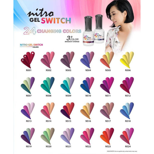 Nitro Gel Polish, Switch Collection, Full line of 24 colors (From NS01 to NS24), 0.5oz OK1111LK