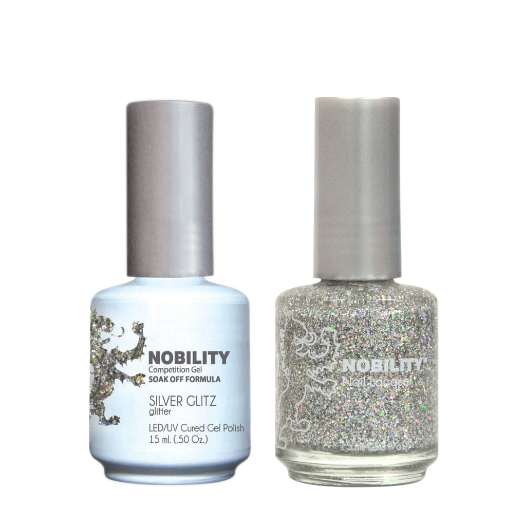 LeChat Nobility Gel & Polish Duo, NBCS068, Silver Glitz, 0.5oz KK0917