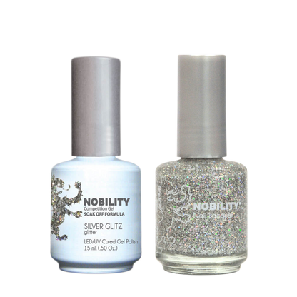 LeChat Nobility Gel & Polish Duo, NBCS068, Silver Glitz, 0.5oz KK0917