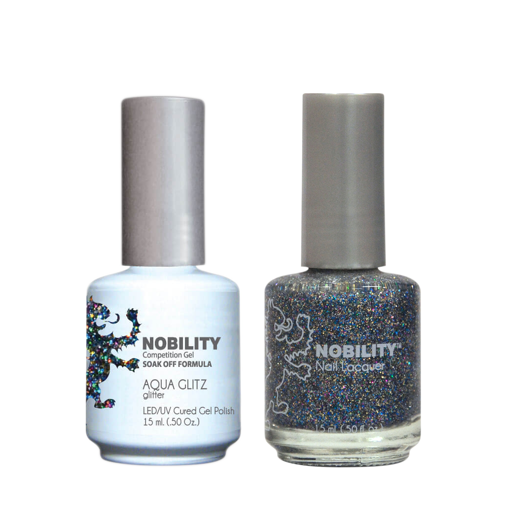 LeChat Nobility Gel & Polish Duo, NBCS070, Aqua Glitz, 0.5oz KK0917