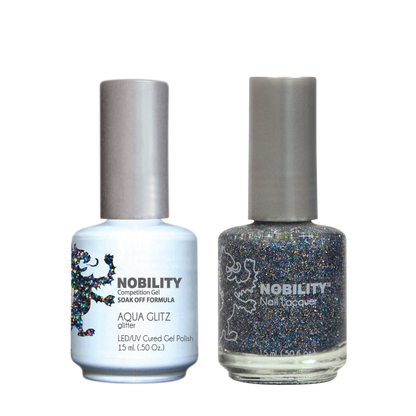 LeChat Nobility Gel & Polish Duo, NBCS070, Aqua Glitz, 0.5oz KK0917