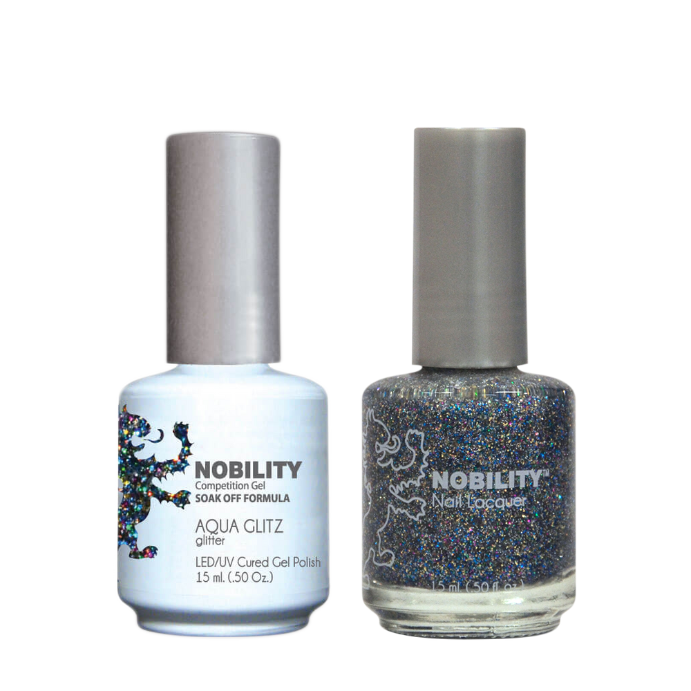 LeChat Nobility Gel & Polish Duo, NBCS070, Aqua Glitz, 0.5oz KK0917