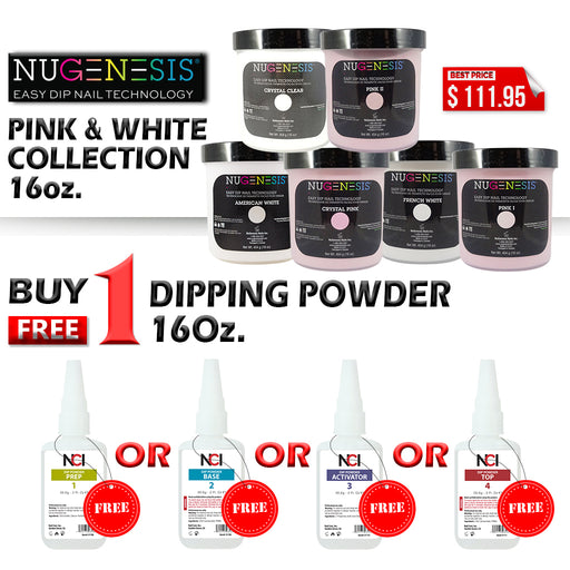 Nugenesis Dipping Powder, 16oz, Buy 1 Get 1 NCI Dipping Gel Refill (ANY KIND: PREP, BASE, ACTIVATOR, TOP) 2oz FREE