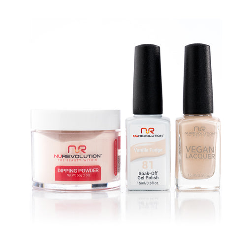NuRevolution 3in1 Dipping Powder + Gel Polish + Nail Lacquer, 081, Vanilla Fudge OK1129