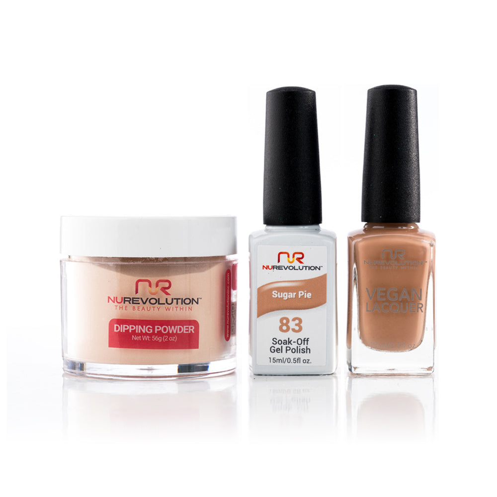 NuRevolution 3in1 Dipping Powder + Gel Polish + Nail Lacquer, 083, Sugar Pie OK1129