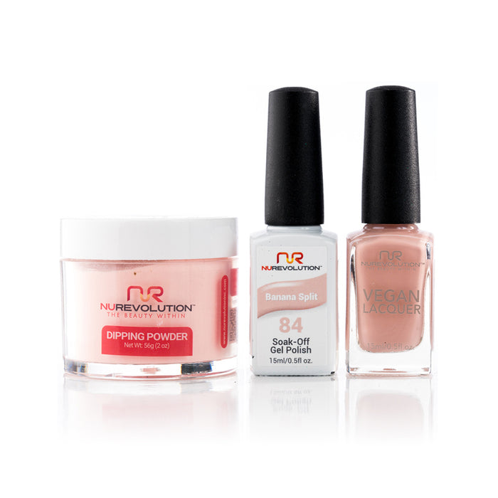 NuRevolution 3in1 Dipping Powder + Gel Polish + Nail Lacquer, 084, Banana Split OK1129
