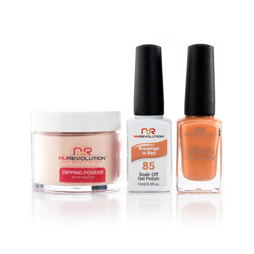 NuRevolution 3in1 Dipping Powder + Gel Polish + Nail Lacquer, 085, Breakfast In Bed OK1129