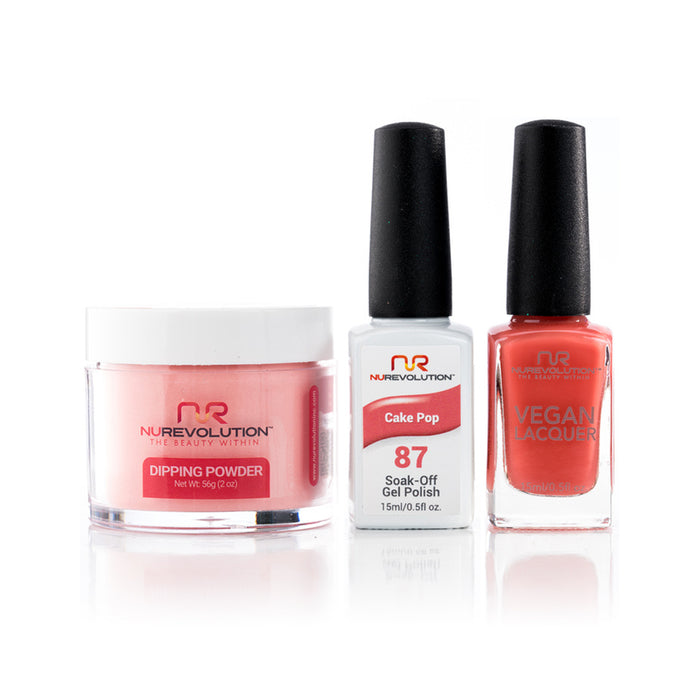 NuRevolution 3in1 Dipping Powder + Gel Polish + Nail Lacquer, 087, Cake Pop OK1129